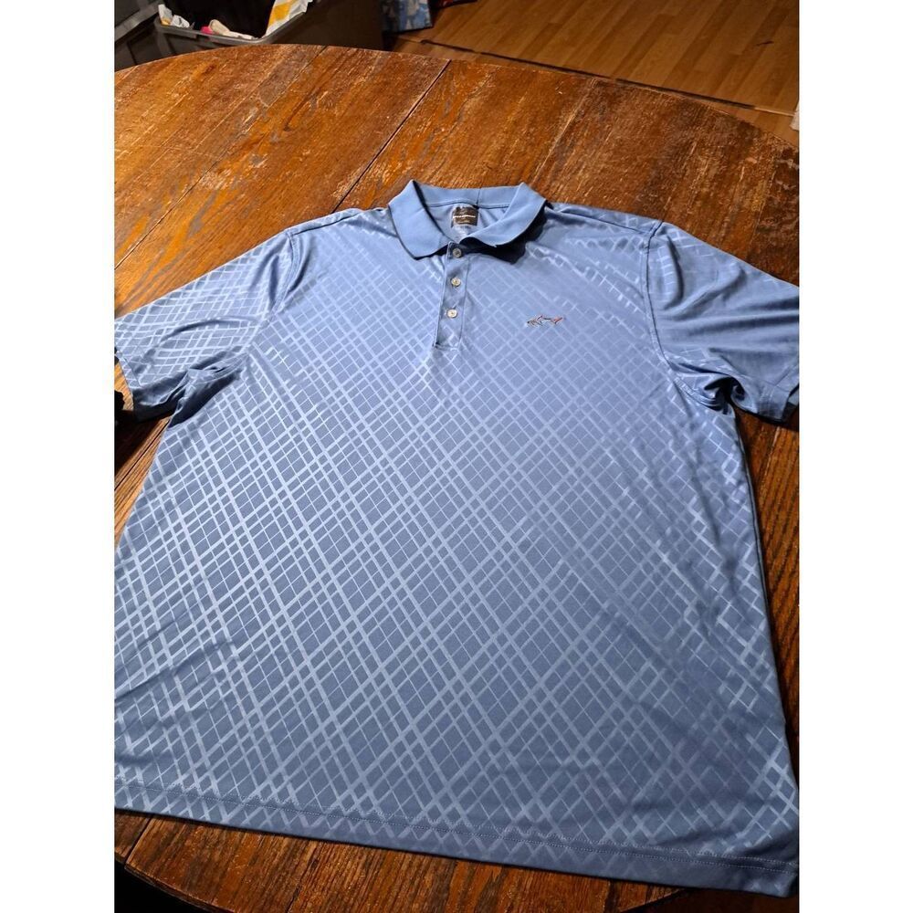 New XXL Greg Norman Tasso Elba Blue Button Short Sleeve Polo Shirt Golf Casual
